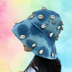 Blue crochet hat